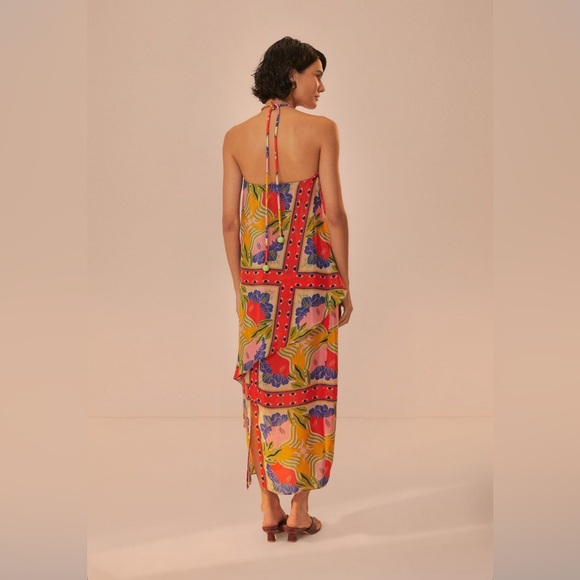 Farm Rio Sand Surreal Scarf Sleeveless Maxi Dress - Picture 7 of 8